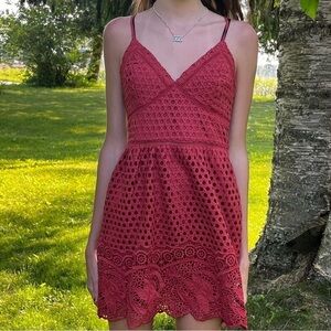 Coral Lace Detail Abercrombie & Fitch Dress Size Small NWT